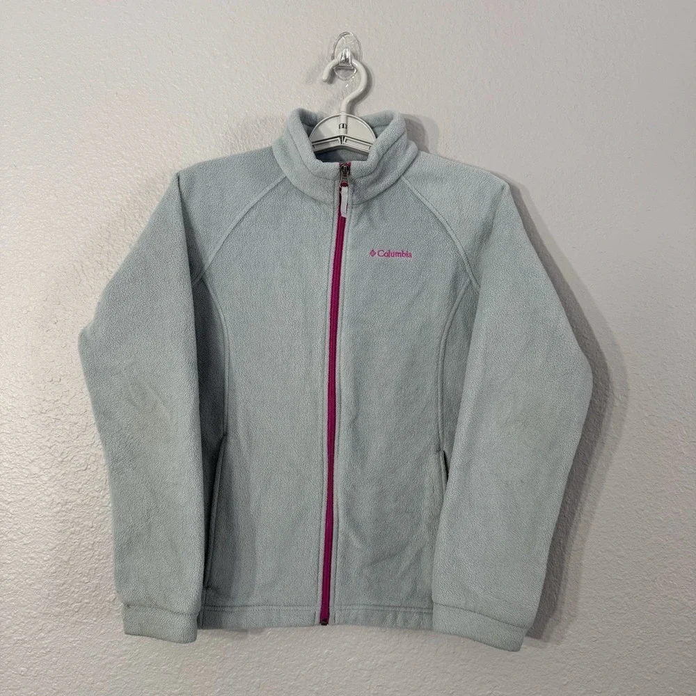 Columbia YTH Large 14/16 Gray Long‎ Sleeve Fleece Full Zip Jacket Benton Springs